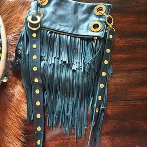 Hammitt Black leather fringe crossbody